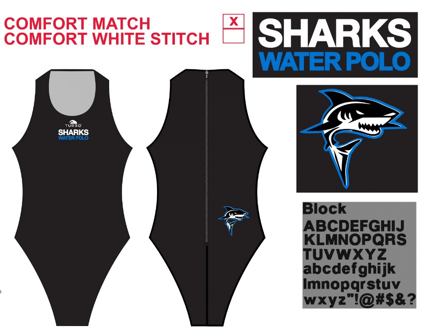 Shark Water Polo Black Match with BLUE